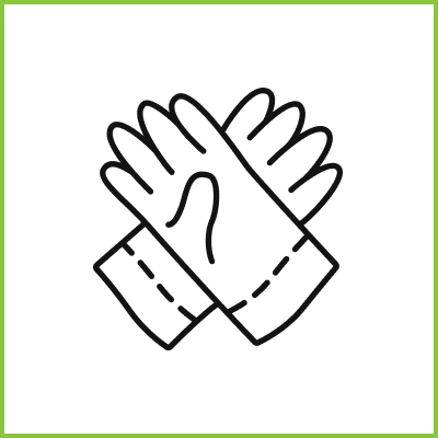 Outline of two gloves on black background.